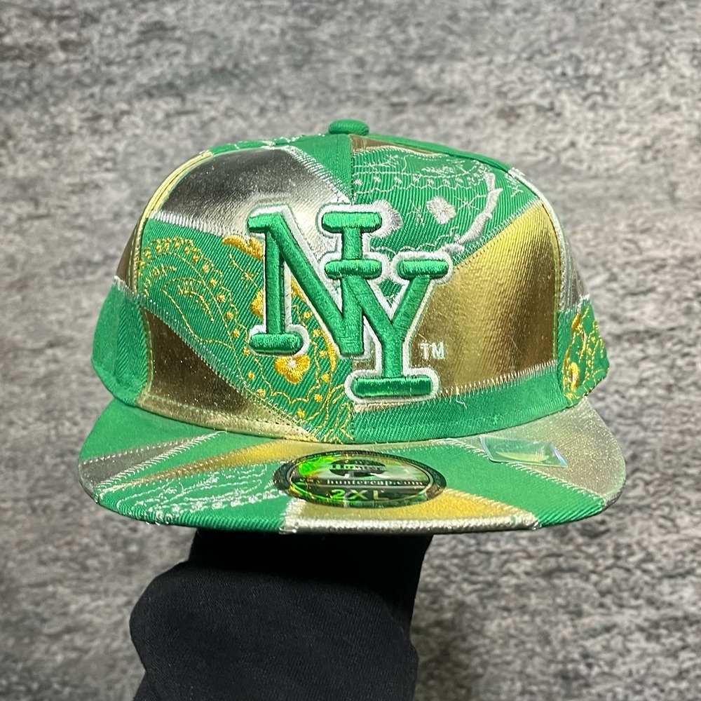 Vintage New York‎ NY City Hunters Fitted Hat XXL Green Gold Baseball Cap - NEW